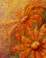 Fiori arancio dipinti con le dita