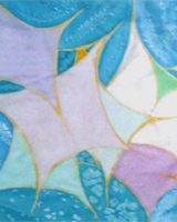 Sciarpa azzurra con rombi colorati
